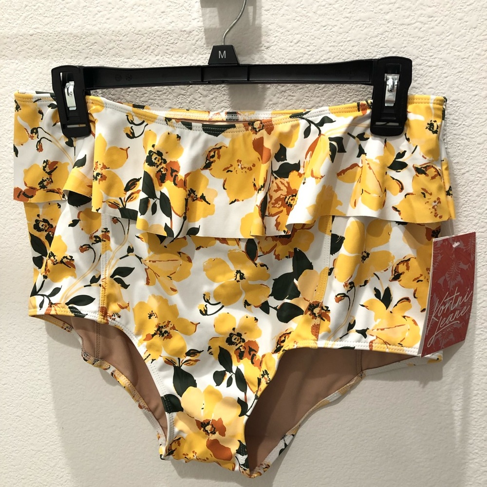 Kortni Jeane yellow flower swim bottoms